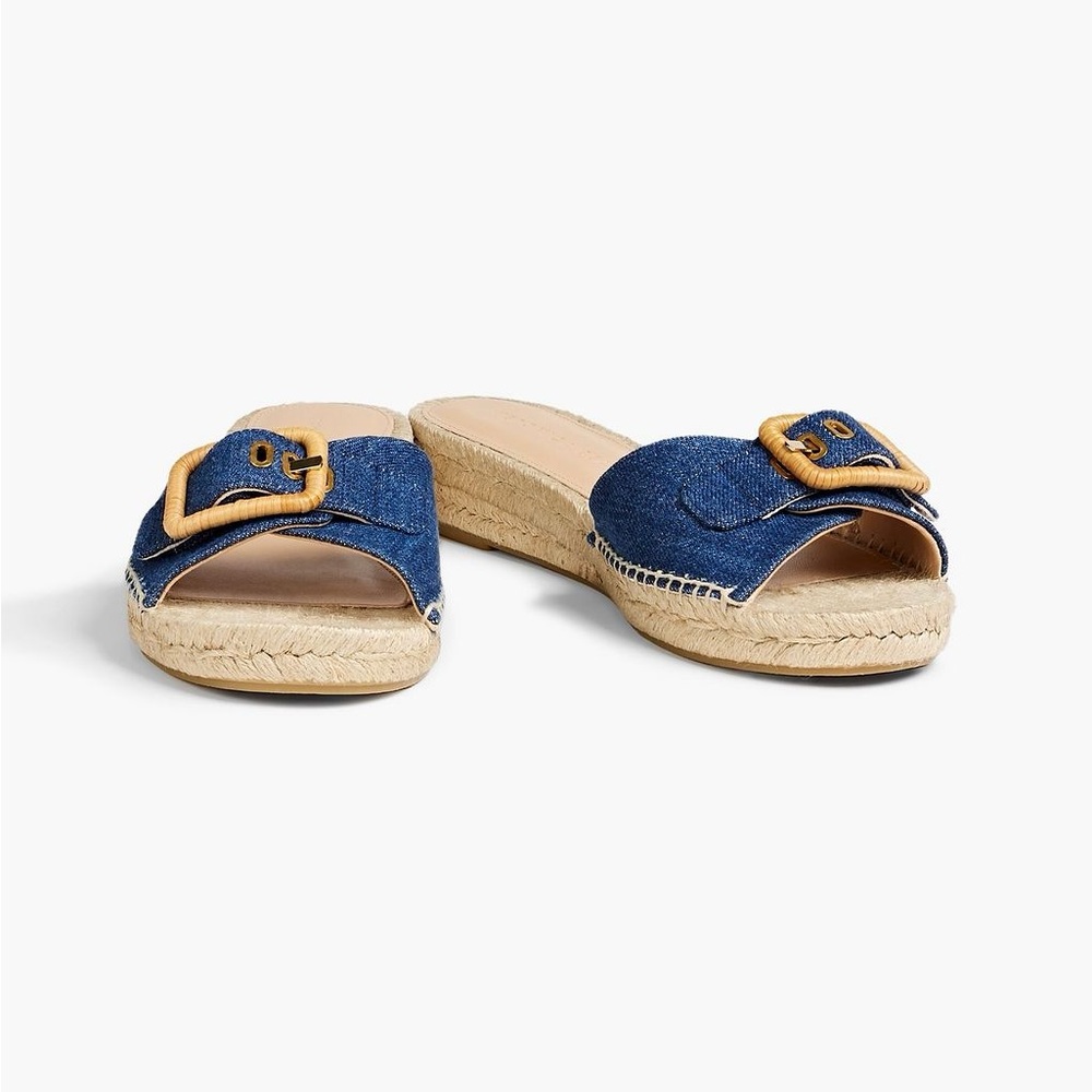 NWOT Veronica Beard Apa buckled denim espadrille slides Size 8
